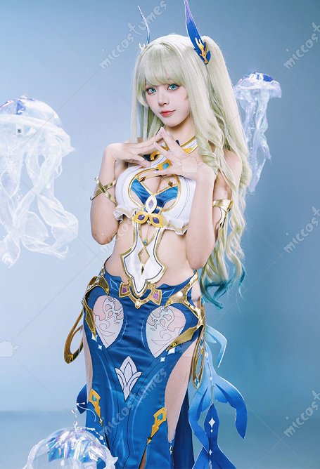 Honkai Impact 3 Mobius Cosplay Costume Halter Top et Jupe avec Anneau de Bras et Accessoire de Tête