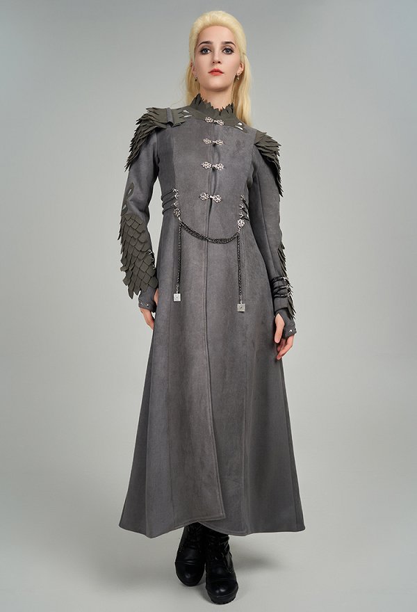 House of the Dragon Rhaenyra Targaryen Cosplay Costume Long Coat and Pants with Gloves Earrings