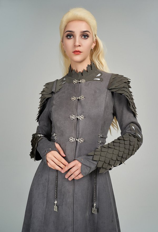 House of the Dragon Rhaenyra Targaryen Cosplay Costume Long Coat and Pants with Gloves Earrings