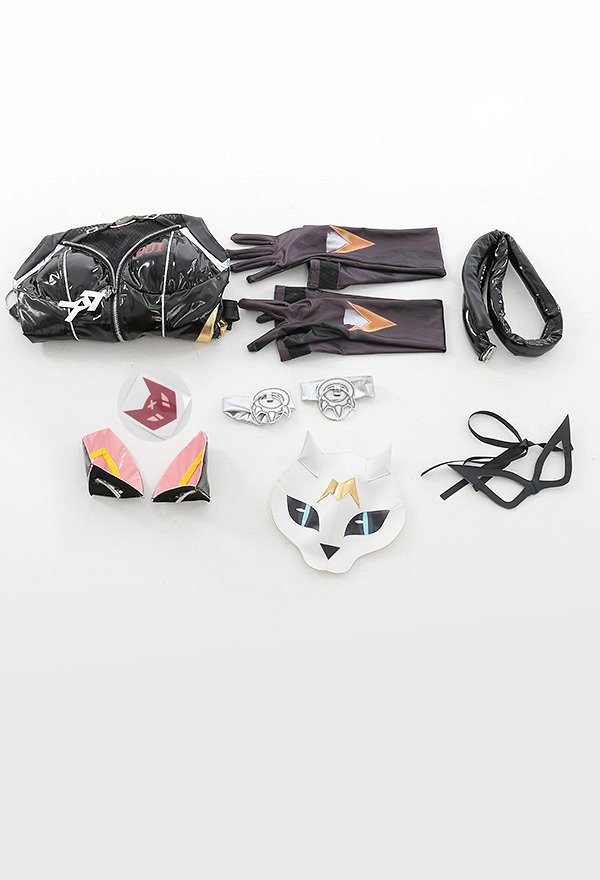 Honor of Kings Jing Ke Black Cat Cosplay Costume Black Bodysuit with Gloves