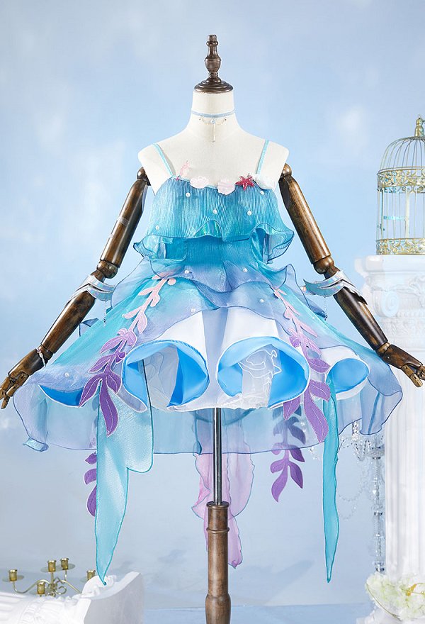 Honor of Kings Dolia Cosplay Costume Strap Dress and Bracelet with Necklace and Hair Accessory