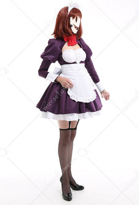 High-Rise Invasion Costume de Cosplay Maid Mask Robe Set Halloween avec Masque Jupon Tablier Bas