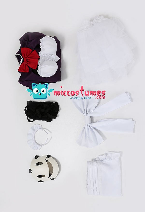 High-Rise Invasion Costume de Cosplay Maid Mask Robe Set Halloween avec Masque Jupon Tablier Bas