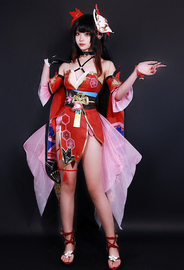 Honkai: Star Rail Sparkle Cosplay Costume Dress and Mask with Head Accessory and Arm sleeves