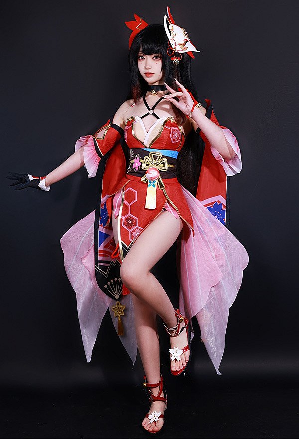 Honkai: Star Rail Sparkle Cosplay Costume Dress and Mask with Head Accessory and Arm sleeves