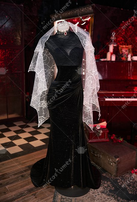 Version Améliorée Hotel Transylvania Mavis Costume de Cosplay Robe de Mariée avec Voile et Choker