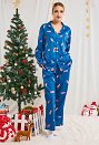 Christmas Women Adults Cartoon Candy Pattern Long Sleeve Plain-Weave Pajamas Set Sleepwear Lounge Sets with Pants Costume 2 Piece Outfits