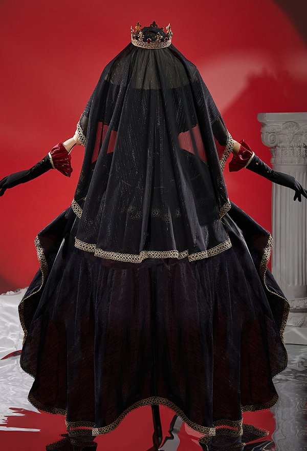 Identity V Mary Bloody Queen Cosplay Costume Black Dress Suit with Veil Pantyhose