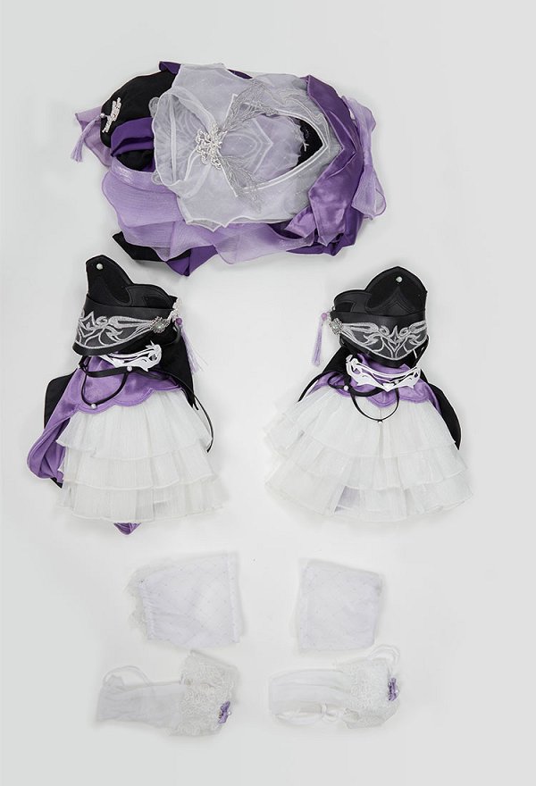 JX3 Hua Luo Cosplay Costume Dress and Headpiece with Socks and Belt
