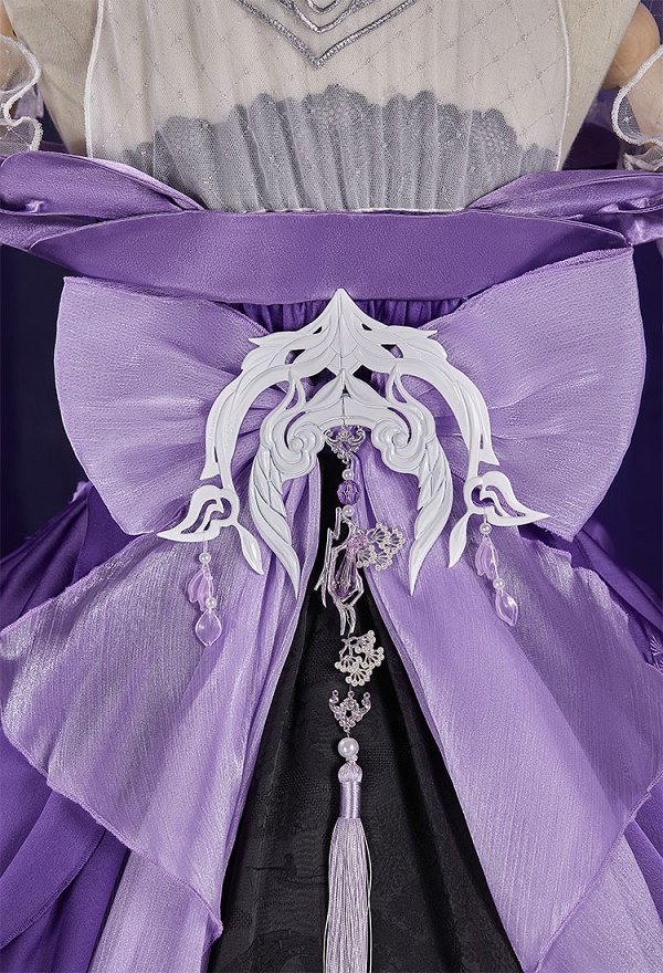 JX3 Hua Luo Cosplay Costume Dress and Headpiece with Socks and Belt