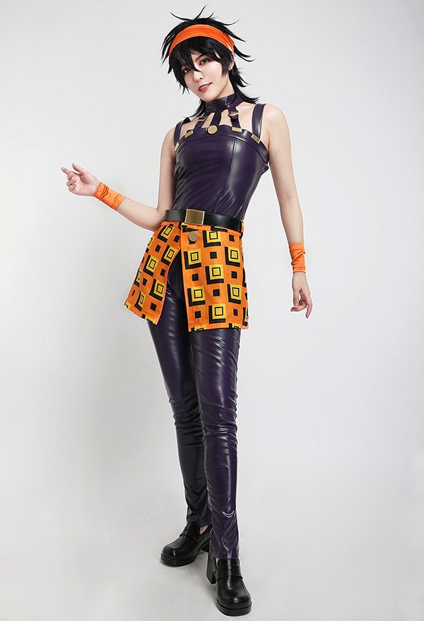 JJBA Narancia Ghiruga Costume de Cosplay con Pañuelo de Cabeza JJBA Narancia Ghiruga Costume de Cosplay con Pañuelo de Cabeza