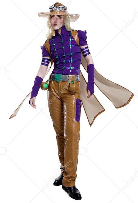 JJBA 7 Steel Ball Run Gyro Zeppli Costume de Cosplay Conjunto Completo con Sombrero y Capa