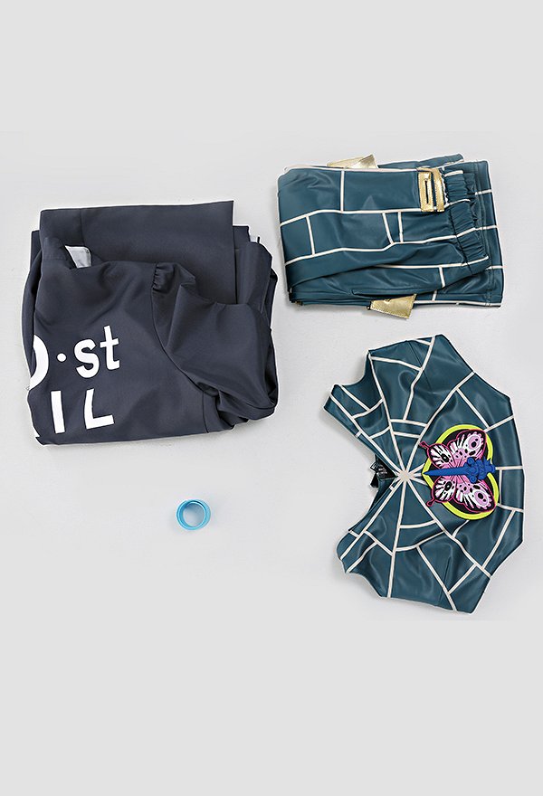 JJBA Stone Ocean Jolyne Cujo Cosplay Disfraz Estampado Top y Pantalones con Abrigo Largo JJBA Stone Ocean Jolyne Cujo Cosplay Disfraz Estampado Top y Pantalones con Abrigo Largo