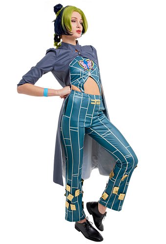 JJBA Stone Ocean Jolyne Cujo Cosplay Disfraz Estampado Top y Pantalones con Abrigo Largo