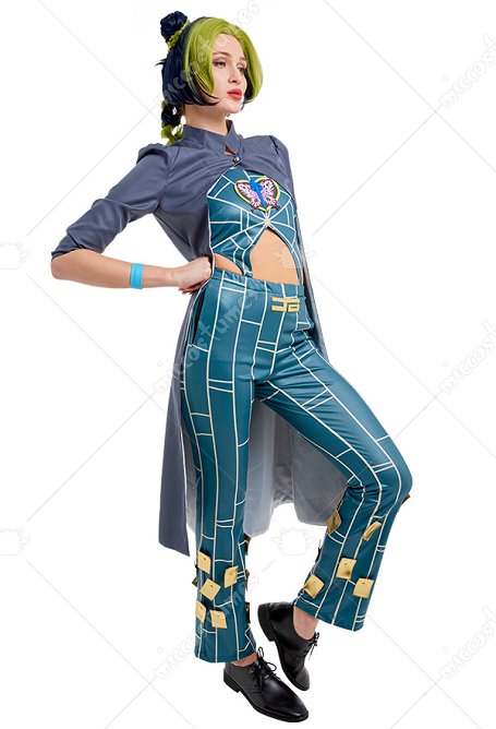 JJBA Stone Ocean Jolyne Cujo Cosplay Disfraz Estampado Top y Pantalones con Abrigo Largo