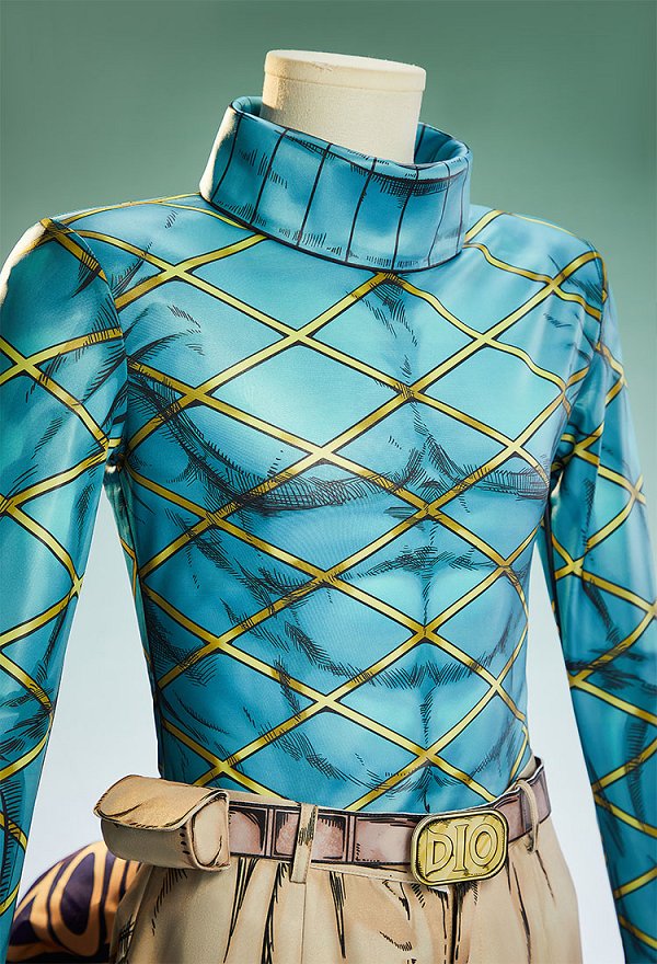 2D Line Art Ver JJBA 7 SBR Diego Dio Brando Cosplay Kostüm Oberteil und Hose mit Schwanz und Handschuhen