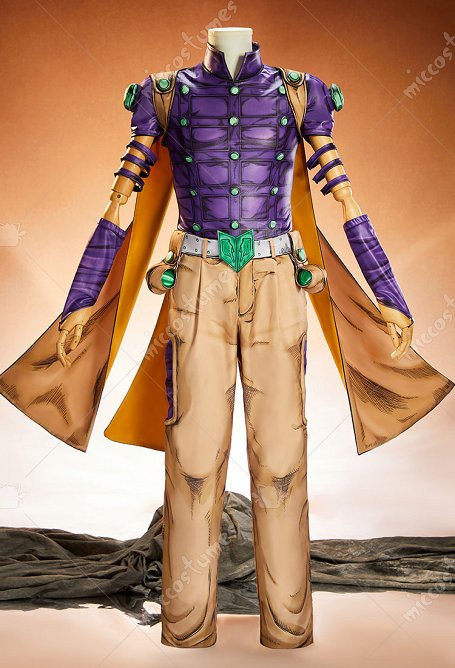 Traje de cosplay 2D Line Art Ver JJBA 7 SBR Gyro Zeppeli con camiseta pantalones capa y cinturón