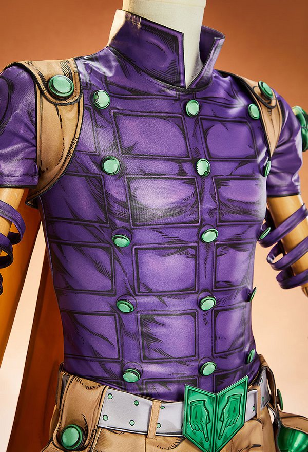 Traje de cosplay 2D Line Art Ver JJBA 7 SBR Gyro Zeppeli con camiseta pantalones capa y cinturón Traje de cosplay 2D Line Art Ver JJBA 7 SBR Gyro Zeppeli con camiseta pantalones capa y cinturón