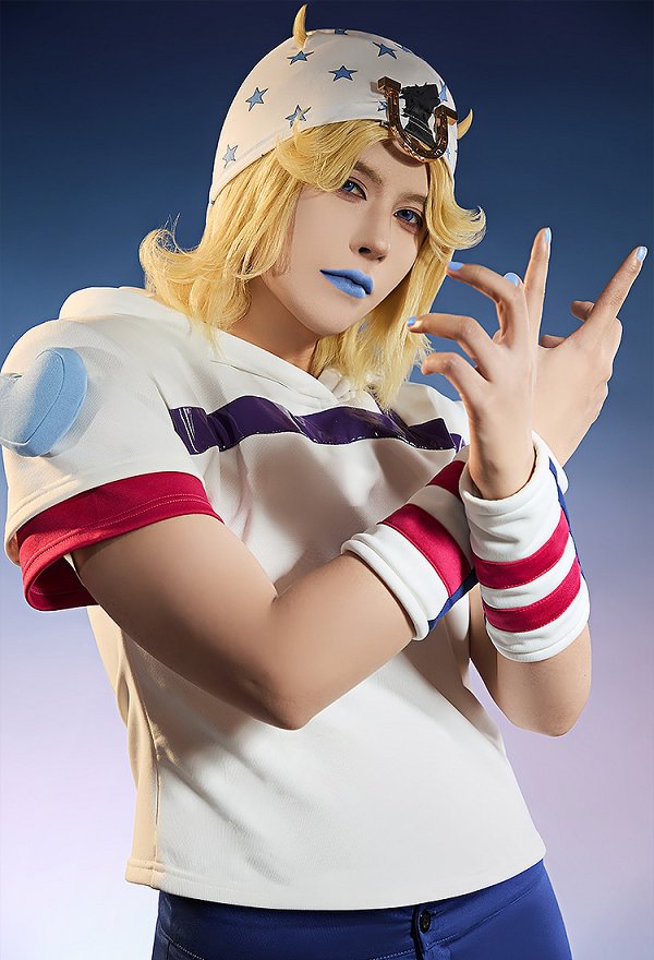 Traje animado de JJBA Bizarre Adventure 7 SBR Johnny Joestar con pantalones sombrero y protectores para las muñecas
