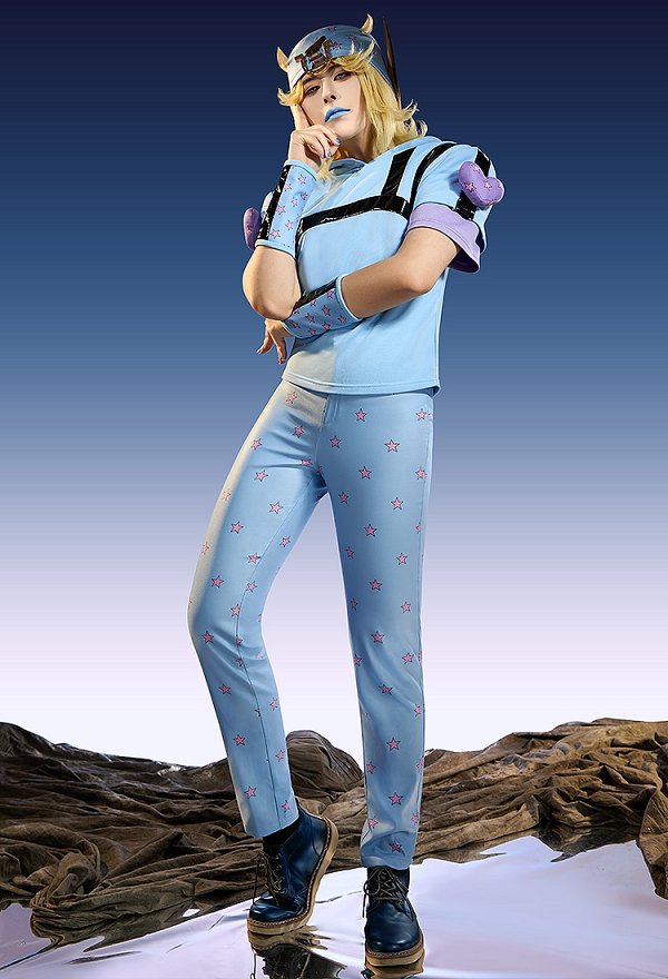Traje de cosplay de Johnny Joestar de JJBA Bizarre Adventure 7 estilo cómic optimizado con camiseta y pantalones sombrero y mangas Traje de cosplay de Johnny Joestar de JJBA Bizarre Adventure 7 estilo cómic optimizado con camiseta y pantalones sombrero y mangas