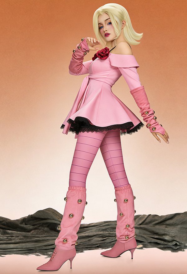 Comic-Stil Ver JJBA 7 SBR Lucy Steel Cosplay Kostümkleid mit Strumpfhose und Stulpen