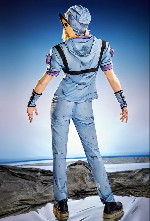 2D Line Art Ver JJBA 7 SBR Johnny Joestar Cosplay Costume Top and Pants with Hat and Sleeves