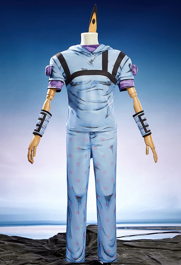 2D Line Art Ver JJBA 7 SBR Johnny Joestar Cosplay Costume Top and Pants with Hat and Sleeves
