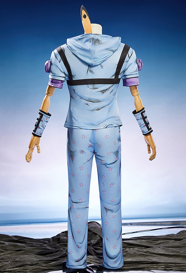2D Line Art Ver JJBA 7 SBR Johnny Joestar Cosplay Costume Top and Pants with Hat and Sleeves