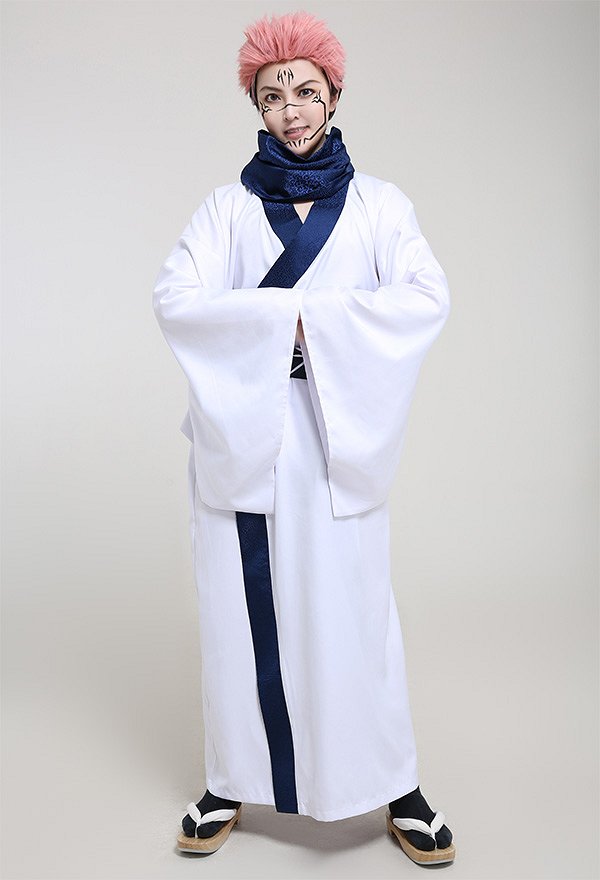 jujitsu Fight Ryomen Sukuna King of Curses Hombre Casual Yukata Bata de Estilo Japonés Traje de Kimono Simple con Bufanda Obi