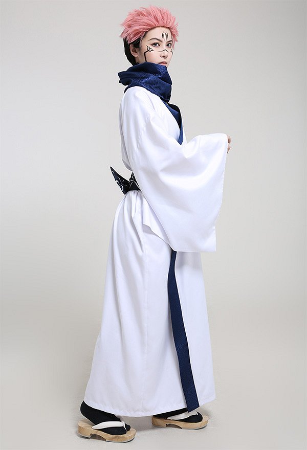 jujitsu Fight Ryomen Sukuna King of Curses Hombre Casual Yukata Bata de Estilo Japonés Traje de Kimono Simple con Bufanda Obi