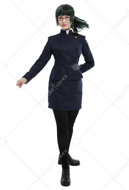 jujitsu Fight Zenin Maki Cosplay Costume Camisa de Uniforme y Falda con Medias