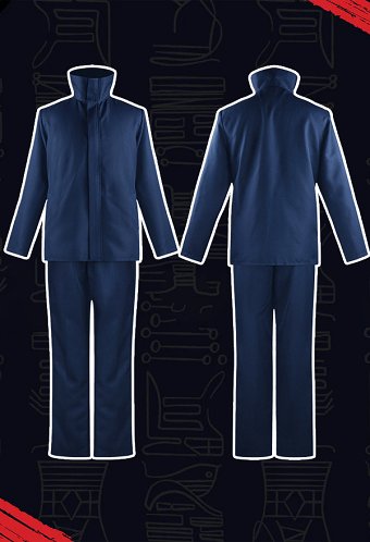 Costume de cosplay Jujitsu Fight Satoru ensemble bleu comprenant un haut et un pantalon avec un masque pour les yeux