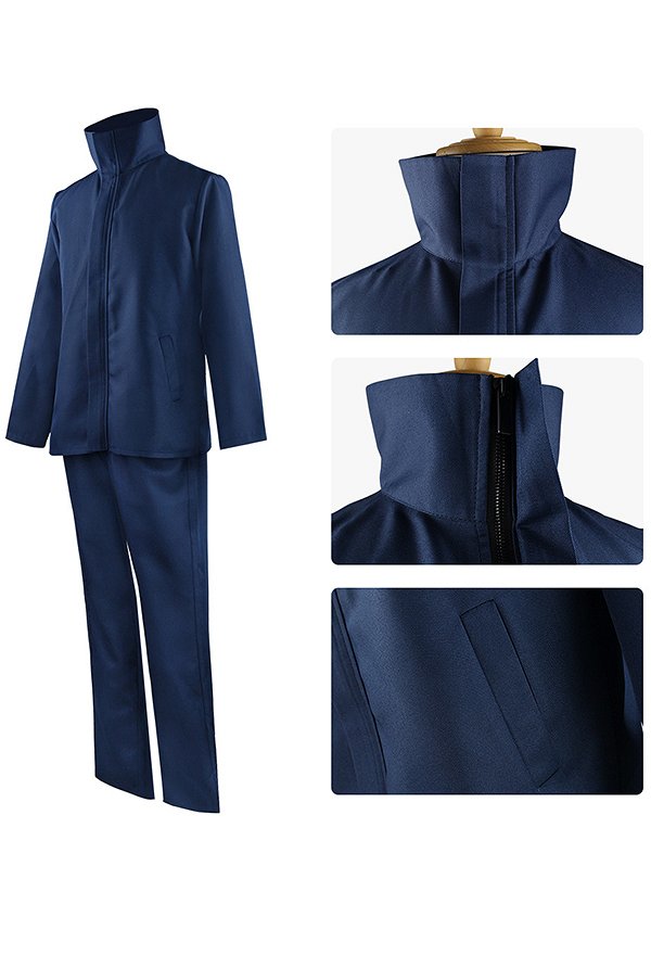 jujitsu Gojo Satoru Cosplay Top y pantalón de traje azul con antifaz jujitsu Gojo Satoru Cosplay Top y pantalón de traje azul con antifaz