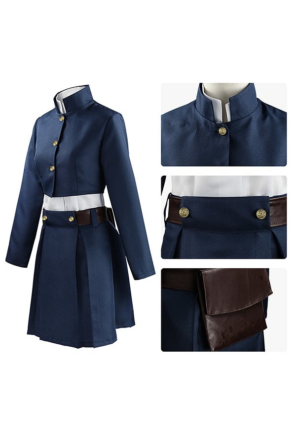 jujitsu Kugisaki Nobara Cosplay Top y falda de traje azul con riñonera jujitsu Kugisaki Nobara Cosplay Top y falda de traje azul con riñonera