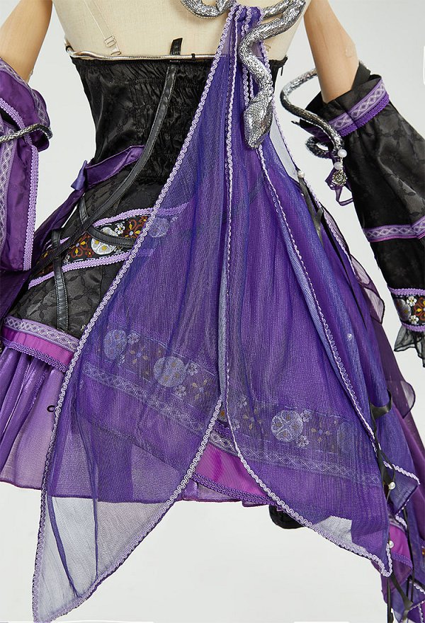 JX3 Du Luo Cosplay Costume Purple Dress with Sleeves Hairband