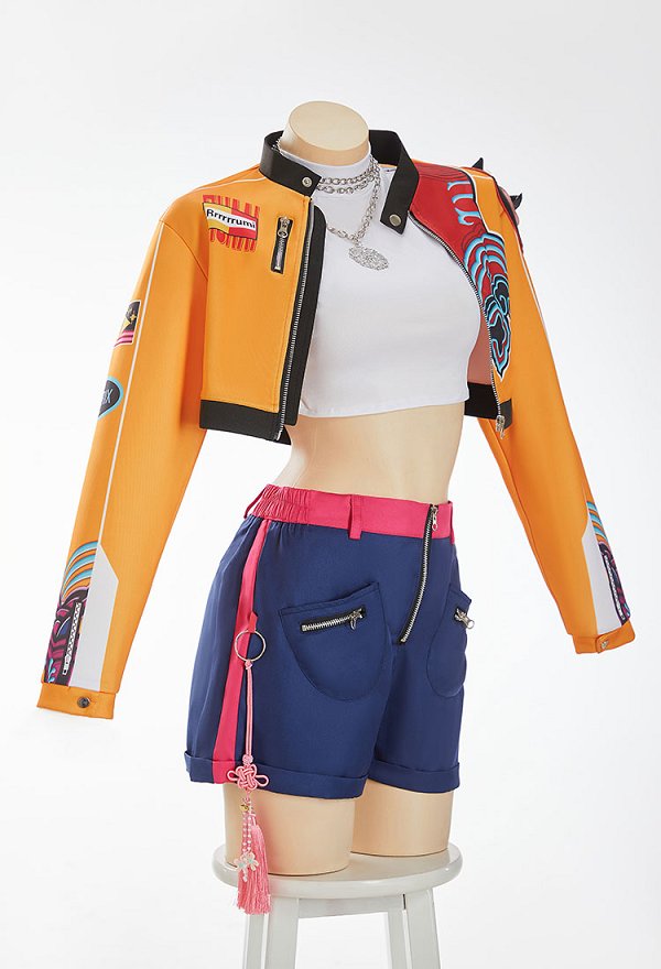 K-POP: Cazadoras de Demonios Rumi Cosplay Costume Forro y Chaqueta con Pantalones Cortos y Collar K-POP: Cazadoras de Demonios Rumi Cosplay Costume Forro y Chaqueta con Pantalones Cortos y Collar