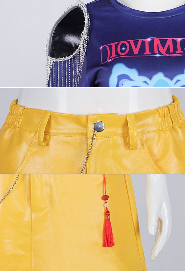 K-Pop: Kpop Killer Cosplay Kostüm Oberteil und Rock mit Socken Taillenkette K-Pop: Kpop Killer Cosplay Kostüm Oberteil und Rock mit Socken Taillenkette