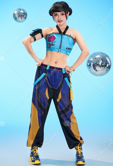Costume de cosplay de rappeur Kpop Slayers haut et pantalon avec décorations sur les bras