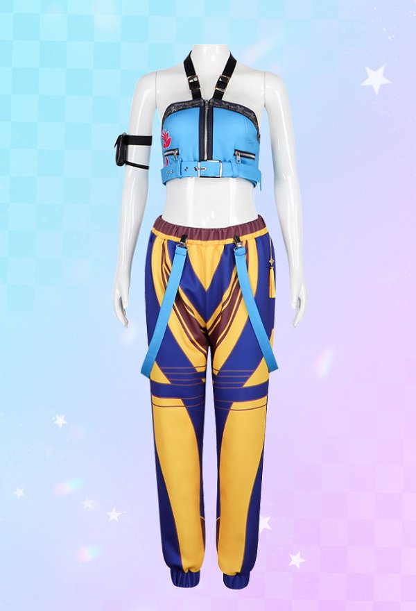 Kpop Slayers Rapper Cosplay Costume Top and Pants with Arm Decoration Kpop Slayers Rapper Cosplay Costume Top and Pants with Arm Decoration