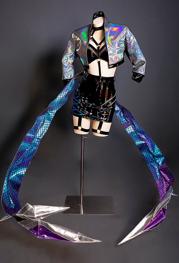 LOL LOL POP_STARS  ALL OUT Evelynn Frauen Gradient Cosplay Kostüm mit allem Zubehör