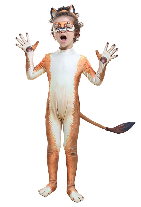 Disfraz de traje de zoológico animal Zentai para la fiesta de Halloween con máscara de ojos para niños caseros