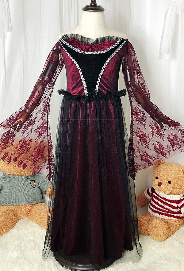 Halloween Costume Vampire Fantôme Mariée Cosplay Robe de Princesse pour Enfant
