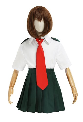Kids Girls MHA Ochako Tsuyu Cosplay Costume Child Summer School Uniform Full Set with Tie