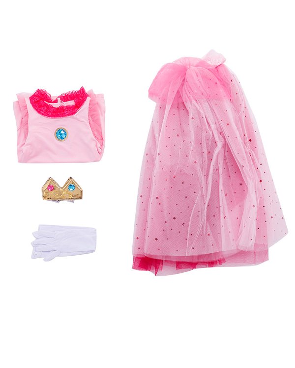 Child Girls Girl Peach Dress Halloween Costume for Kids with Crown