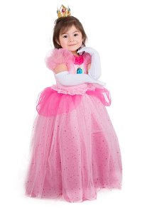 Child Girls Girl Peach Dress Halloween Costume for Kids with Crown
