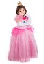 Child Girls Girl Peach Dress Halloween Costume for Kids with Crown