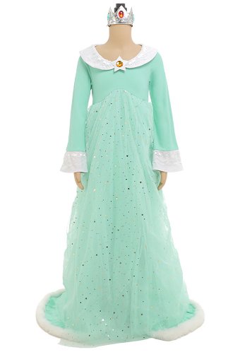 Child Girls Girl Rosalina Cosplay Costume Long Dress and Crown Set for Kids