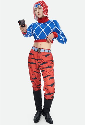 JJBA Guido Misutta Disfraz de Cosplay Suéter y Pantalones con Sombrero y Cinturón