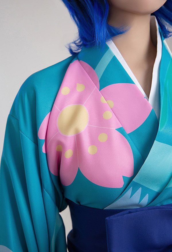 KNY Demon Fighter Beast Boar Inoko Cosplay Costume Kimono with Waistband and Bowknot