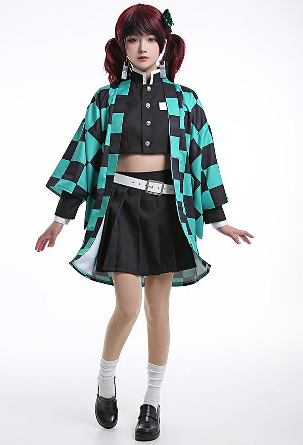 KNY Demon Fighter Child of Brightness Cosplay Costume Girl Style Uniform with Haori Socks and Accessories